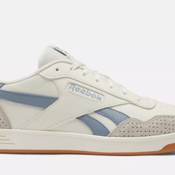 EUC Reebok Men\'s Court Advance Cream and Blue Athletic Shoes Size 9
